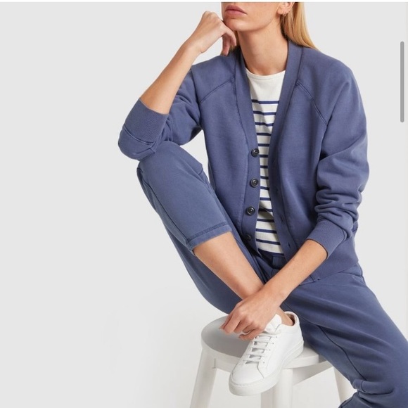 Alex Mill Tops - Alex Mill “Davie” Fleece Sweatshirt Cardigan in “Dusty Blue”, Size Large.